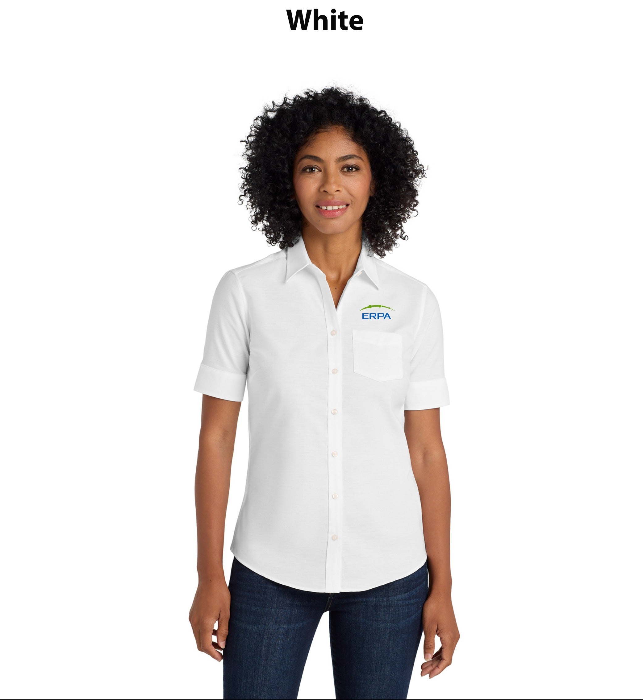 Port Authority Women's Short Sleeve SuperPro Oxford Shirt.
