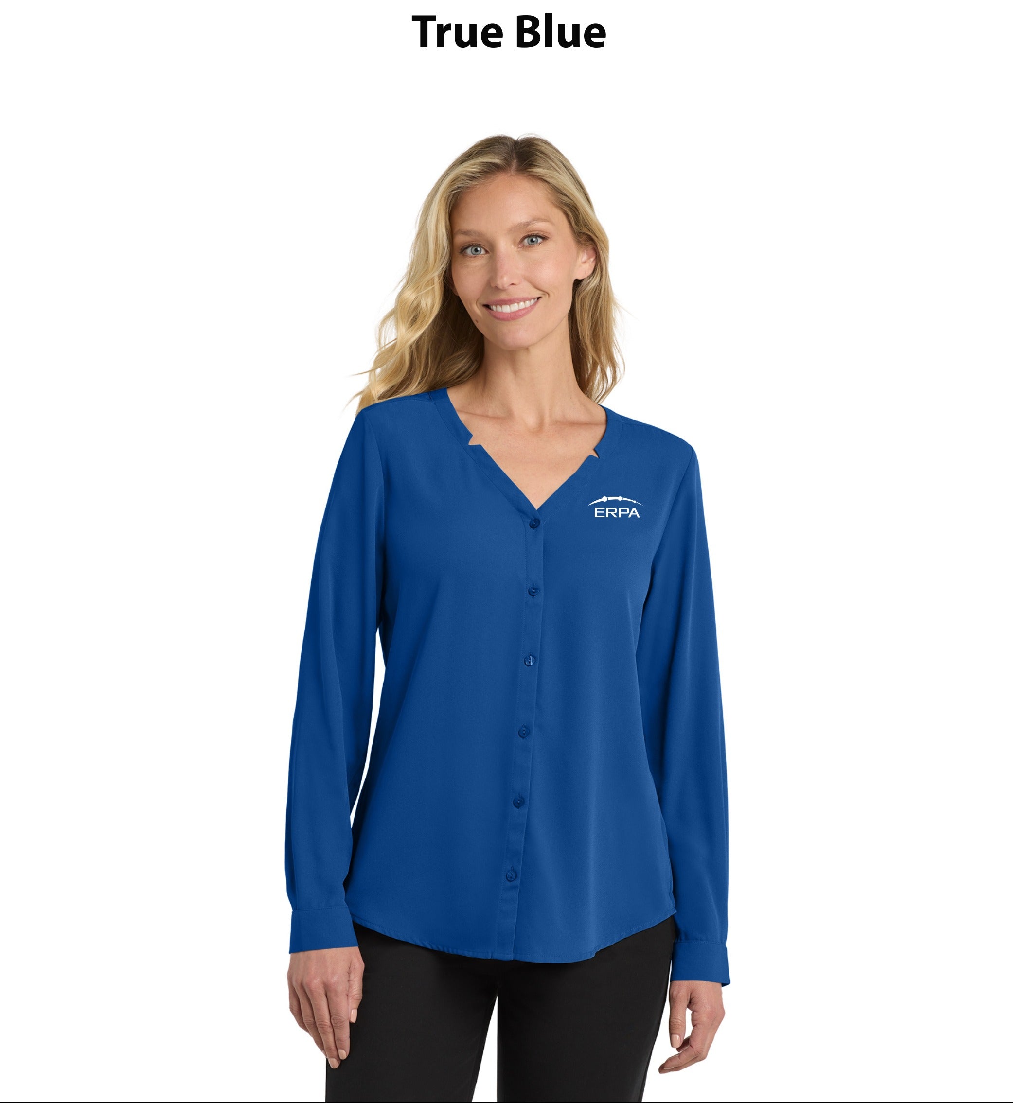 Port Authority Women's Long Sleeve Button-Front Blouse.