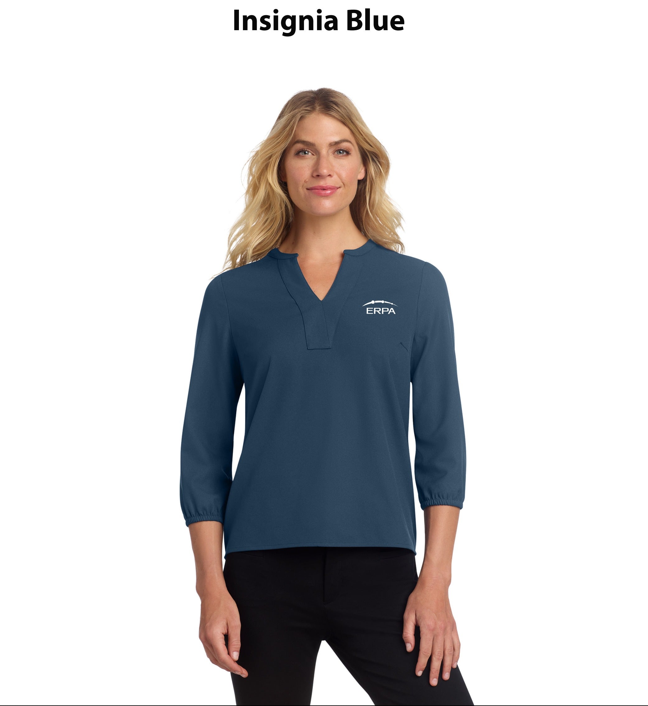 Mercer+Mettle Women's Stretch Crepe 3/4-Sleeve Blouse